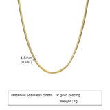 Square Snake Chain Necklace, Stylish Unisex Jewelry