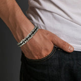 Stylish Men's Stainless Steel Chain Bracelet, Wide Links Wristband