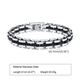 Stylish Men's Stainless Steel Chain Bracelet, Wide Links Wristband