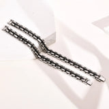 Stylish Men's Stainless Steel Chain Bracelet, Wide Links Wristband