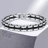 Stylish Men's Stainless Steel Chain Bracelet, Wide Links Wristband