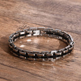 Stylish Men's Stainless Steel Chain Bracelet, Wide Links Wristband
