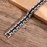 Stylish Men's Stainless Steel Chain Bracelet, Wide Links Wristband