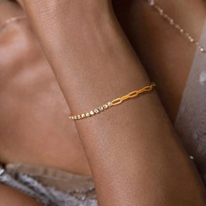 Plated Paperclip Rectangle Links Bracelet for Women