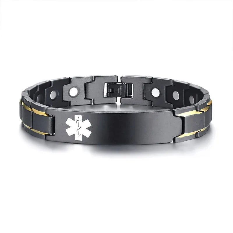 TYPE 1 DIABETES Medical Alert Mens ID Bracelet Engraving Stainless Steel