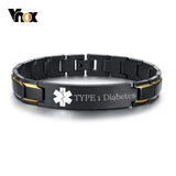 TYPE 2 Diabetes Medical Alert ID Bracelets for Men