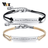 Personalized Bracelets for Women Sisters Stainless Steel Heart Charm BFF Jewelry