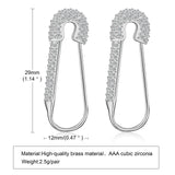 Temperament Safety Pin Earrings with Full CZ Stones