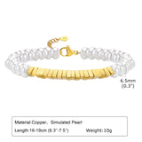 Pearl Beads Bracelet for Women, Triangle Charm Wristband