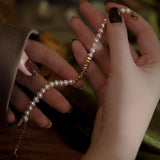Pearl Beads Bracelet for Women, Triangle Charm Wristband