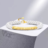 Pearl Beads Bracelet for Women, Triangle Charm Wristband