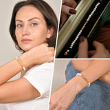 Pearl Beads Bracelet for Women, Triangle Charm Wristband