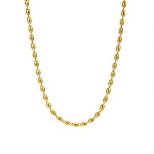 Rugby Balls Beads Chain Choker Necklace, 18K Stainless Steel Collar