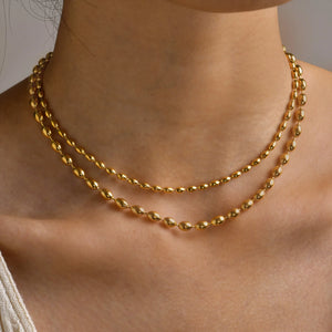 Rugby Balls Beads Chain Choker Necklace, 18K Stainless Steel Collar