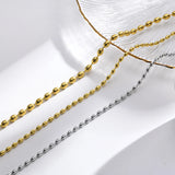 Rugby Balls Beads Chain Choker Necklace, 18K Stainless Steel Collar