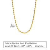 Rugby Balls Beads Chain Choker Necklace, 18K Stainless Steel Collar