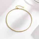 Rugby Balls Beads Chain Choker Necklace, 18K Stainless Steel Collar