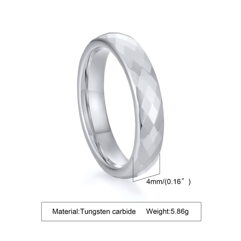 Tungsten Wedding Rings, Rhombus Finger Band, 4mm/6mm, Men Women Promise Jewelry