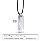 Men's Tungsten Bar Necklace, Geometric Pendant, Casual Jewelry