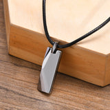 Men's Tungsten Bar Necklace, Geometric Pendant, Casual Jewelry