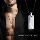 Men's Tungsten Bar Necklace, Geometric Pendant, Casual Jewelry