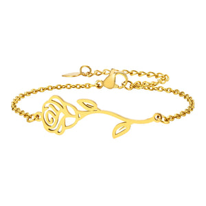 Vintage Rose Charm Bracelets, Stainless Steel Plant Jewelry