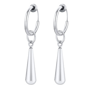 Water Drop Earrings for Women Men, Stainless Steel Clip Ear Accessory