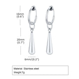 Water Drop Earrings for Women Men, Stainless Steel Clip Ear Accessory
