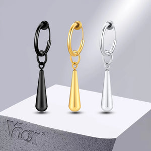 Water Drop Earrings for Women Men, Stainless Steel Clip Ear Accessory