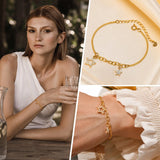 Metal Paperclip Chain Bracelet with Charms