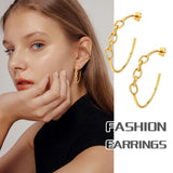 Women Chain Earrings Stainless Steel Hoop Lady Christmas Gift Jewelry