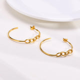 Women Chain Earrings Stainless Steel Hoop Lady Christmas Gift Jewelry