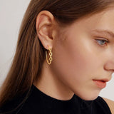 Women Chain Earrings Stainless Steel Hoop Lady Christmas Gift Jewelry