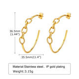 Women Chain Earrings Stainless Steel Hoop Lady Christmas Gift Jewelry