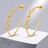 Women Chain Earrings Stainless Steel Hoop Lady Christmas Gift Jewelry