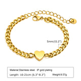 Miama Cuban Link Heart Bracelet, Stainless Steel Chain Wristband