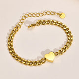 Miama Cuban Link Heart Bracelet, Stainless Steel Chain Wristband