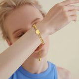 Miama Cuban Link Heart Bracelet, Stainless Steel Chain Wristband