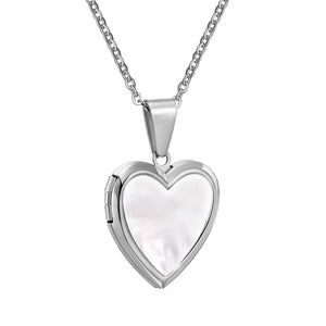 Heart Locket Necklace, Stainless Steel Photo Frame Pendant