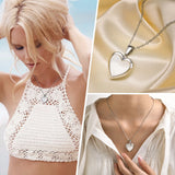 Heart Locket Necklace, Stainless Steel Photo Frame Pendant