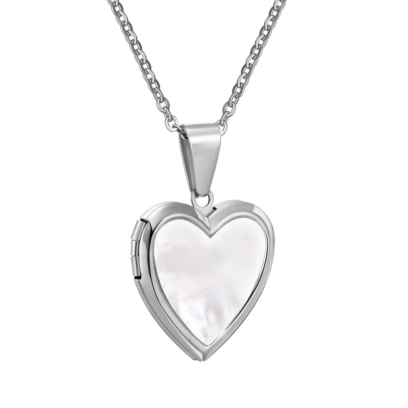 Heart Locket Necklace, Stainless Steel Photo Frame Pendant