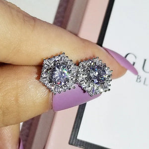 Vintage Hexagon Diamond Stud Earring 925 Sterling Silver Jewelry