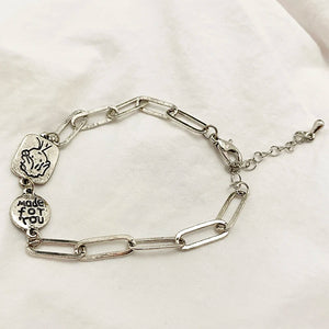 Silver Vintage Letter Bracelet for Girls