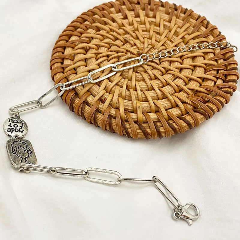Silver Vintage Letter Bracelet for Girls