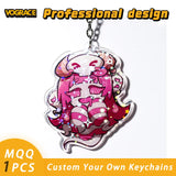 Vograce Cartoon Holographic Charms Acrylic Keychain Anime