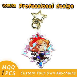 Vograce Anime Keychains Shaped Keyring Acrylic Keychain Charms