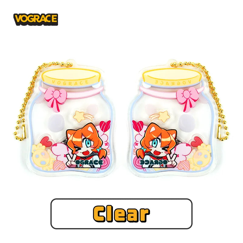 Vograce Printed Moving Cartoon Acrylic Charms with Shaker Keychains