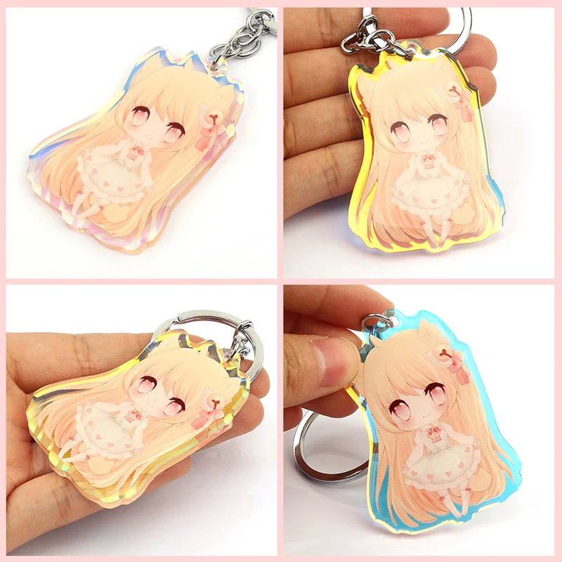 Custom Rainbow Holographic Keychain Acrylic Charm