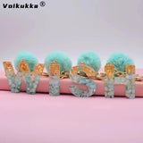 Voikukka 26 Resin Letters Pendant Plush Ball Keychain Bag Car Keyring