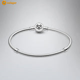 925 Silver Heart Infinity Clasp Bracelet Women DIY Jewelry
